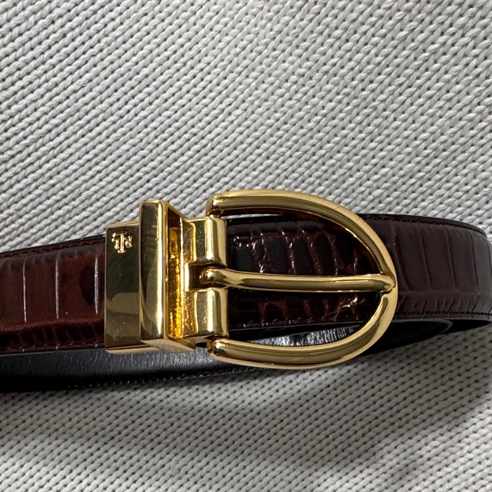 Ralph Lauren Brown Leather Belt with Gold Buckle